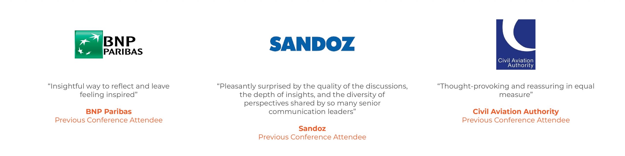 Previous attendees testimonials